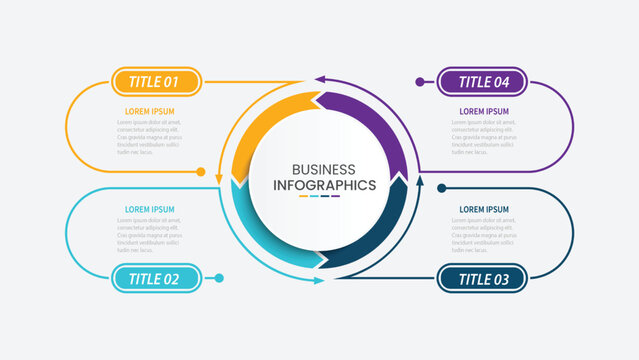 Vector infographic thin line design with marketing icons. Business concept with 4 options, steps or processes.
