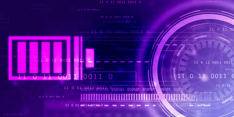 2d rendering Electrical energy and power supply source concept, accumulator battery with charging level indicator