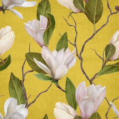 Seamless pattern with magnolia flowers.  © inna72