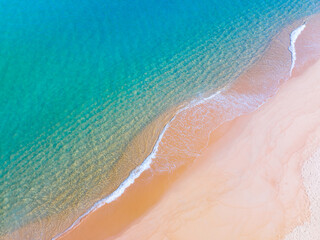 Sea surface aerial view,Bird eye view photo of beach and blue waves water surface texture, Blue sea...