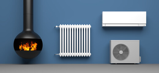 a lot of several heater - 3D Illustration