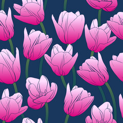 Seamless vector background with tulip flowers
