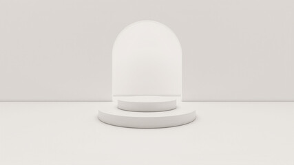 White Podium Minimal Background 3D Rendering