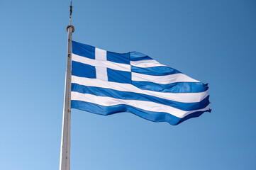 Greek flag waving with the wind