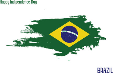Brazil National Flag Grunge Brush Stroke Vecctor Design