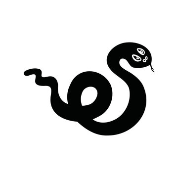 Symbol of the year, snake, viper silhouette and vector illustration