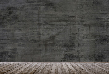 Holzboden und coole Betonwand als Hintergrund