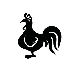 Symbol of the year, rooster chicken, silhouette and vector illustration