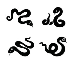 Set of vipers, snakes silhouette vector illustration