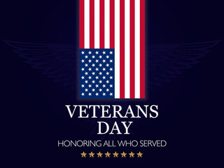 Veterans day. Honoring all who served. Veteran's day poster.