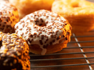 Croissant donuts on the oven grill