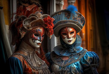Venetian carnival masks - Digital art work - Generative ai