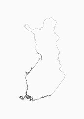 Vector outline map Finland, line border country