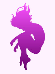 Silhouette of a girl in the embryo pose