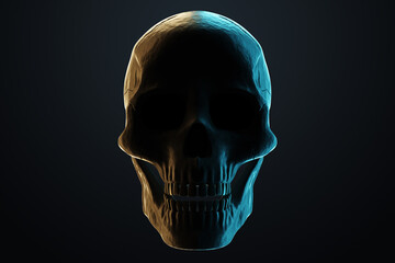 Human skull on a dark background. 3D render, 3D illustration.