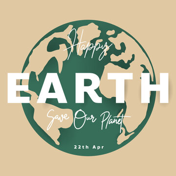 Happy Earth Day with Save our planet calligraphy hand written on blue  background ,for March 22 , Vector illustration EPS 10