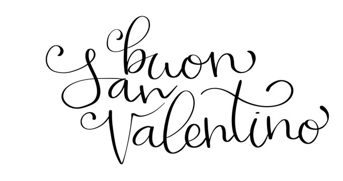 Buon San Valentino translation from italian Happy Valentine day. Handwritten calligraphy lettering illustration.