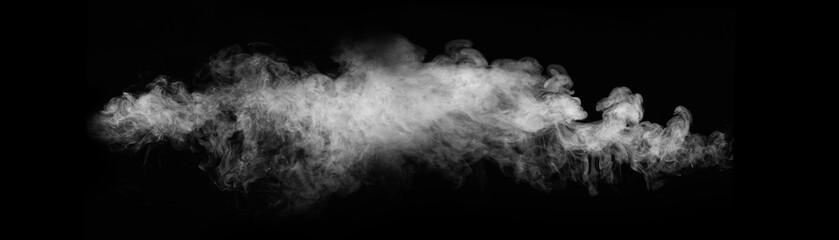 Smoke over black background. Fog or steam abstract texture.