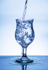 The image of pouring drinking water, into a glass, Danger or imminent danger concept