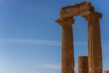View of Valley of the Temples in Agrigento, a famous archeological site, Sicily, Italy.