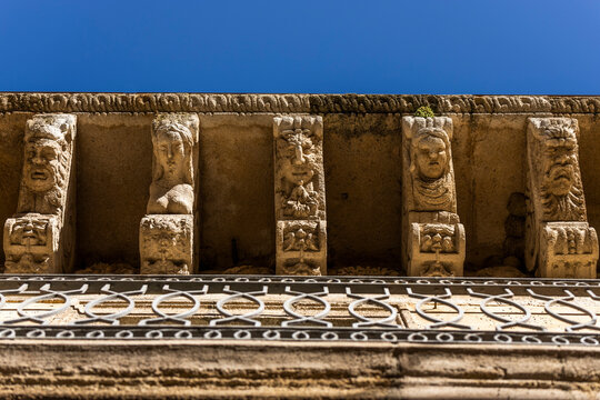 View of an old building detail in Caltagirone, Sicily, Italy.