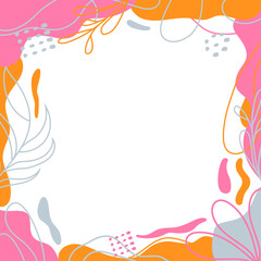 vector organic abstract background frame with organic shapes, flowers and leaves, blobs, etc. 