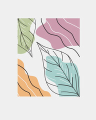 Modern Minimalist Nature Art Design botanical minimal wall line art Print Illustrations