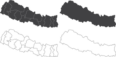 Fototapeta na wymiar set of 3 maps of Nepal - vector illustrations