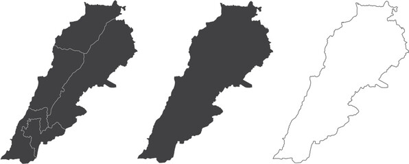 set of 3 maps of Lebanon - vector illustrations