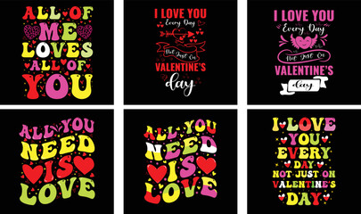 Valentine's day T-shirt Design Bundle. Valentine's day Vector Graphics. Valentine's day Typography t-shirt design