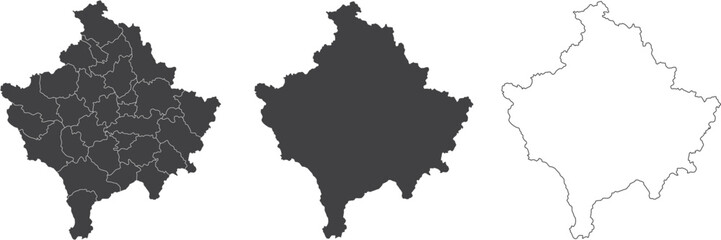 set of 3 maps of Kosovo - vector illustrations