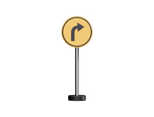 Right arrow road sign with 3d vector icon cartoon minimal style illustration