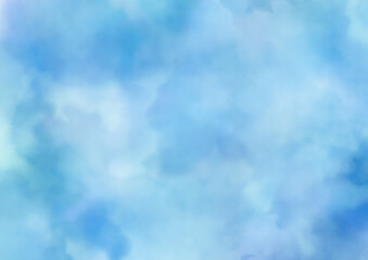 Obraz premium 水彩風のきれいな青いふわふわした背景素材