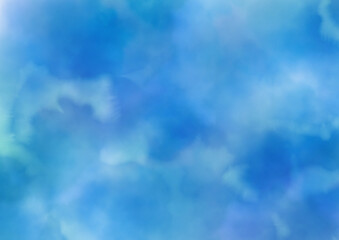 Naklejka na ściany i meble 水彩風のきれいな青いふわふわした背景素材