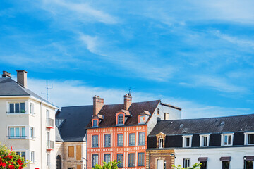 Fototapeta na wymiar Street view of old village Evreux in France