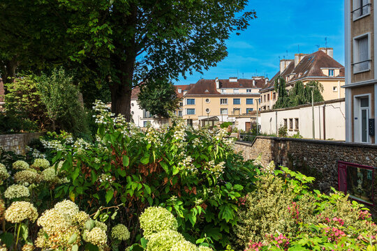 Street view of old village Evreux in France