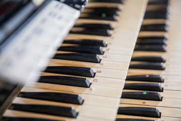 looking down at an organ