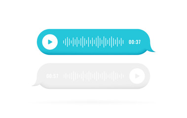 Voice messages icon with sound wave for social media. Voice correspondence in social media. Sms template bubbles for compose voice dialogues. Vector illustration