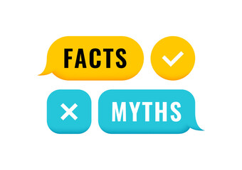 Facts and myths 3d geometric message bubble with check and cross mark emblem. Banner design for business, news and journalism. Vector illustration