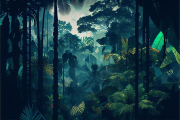 Rain Forest Background. Image created with Generative AI technology