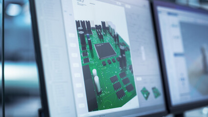 Close Up of a Computer Monitor Screen with Software Utility Tool with Digital Electronic Diagram of...