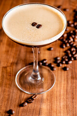 Espresso Martini. The espresso martini is a cold caffeinated alcoholic drink made with espresso, coffee liqueur, and vodka. Classic American Cocktail favorite. 