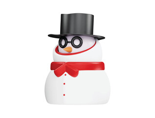 Snow man with cap with 3d vector icon cartoon minimal style illustration