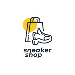Sneaker shop logo design vector line icon modern and minimalist style