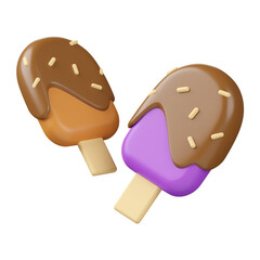 Ice Cream Popsicle 3D Render Icon Design
