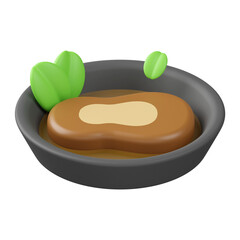 Steak Meat 3D Render Icon Design
