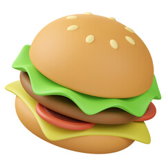 Burger 3D render Icon illustration design 