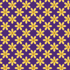 Flat yellow flower violet pattern print