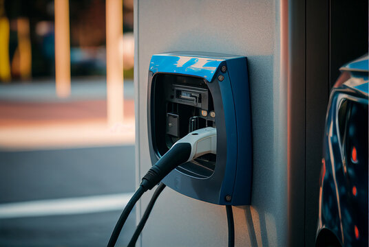 Generative AI illustration of plug for vehicle with electric engine
