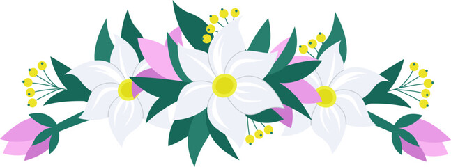 Wildflowers wreath flat icon Lilly flowers bouquet